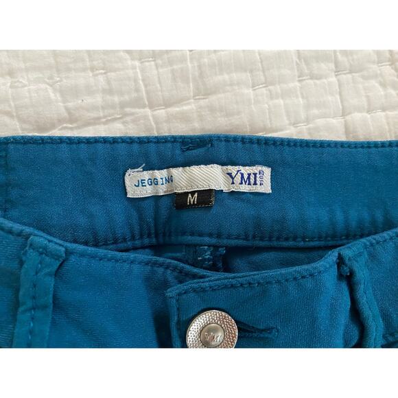 YMI Jeggings Peacock Blue Jeggings Zip Fly Mid Rise Ankle Size Medium - Picture 10 of 11